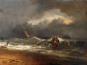 Fishermen upon a lee-shore in squally weather